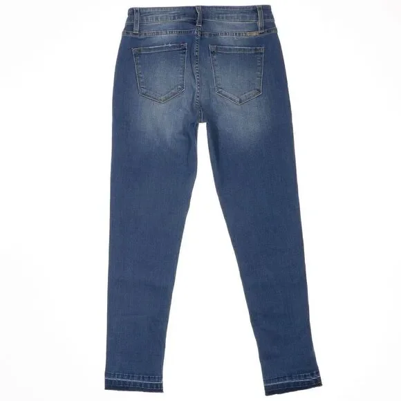 KanCan Jeans Juniors 9/28 Skinny Distressed Released Hem Blue Stretch 28 x 27 - Picture 3 of 10